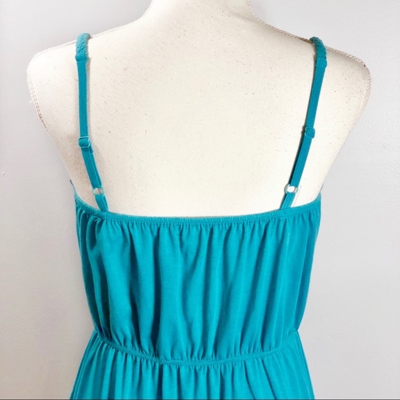 Toxik3 Teal Empire Waist Hi Lo Boho Tank Dress - Picture 6 of 8